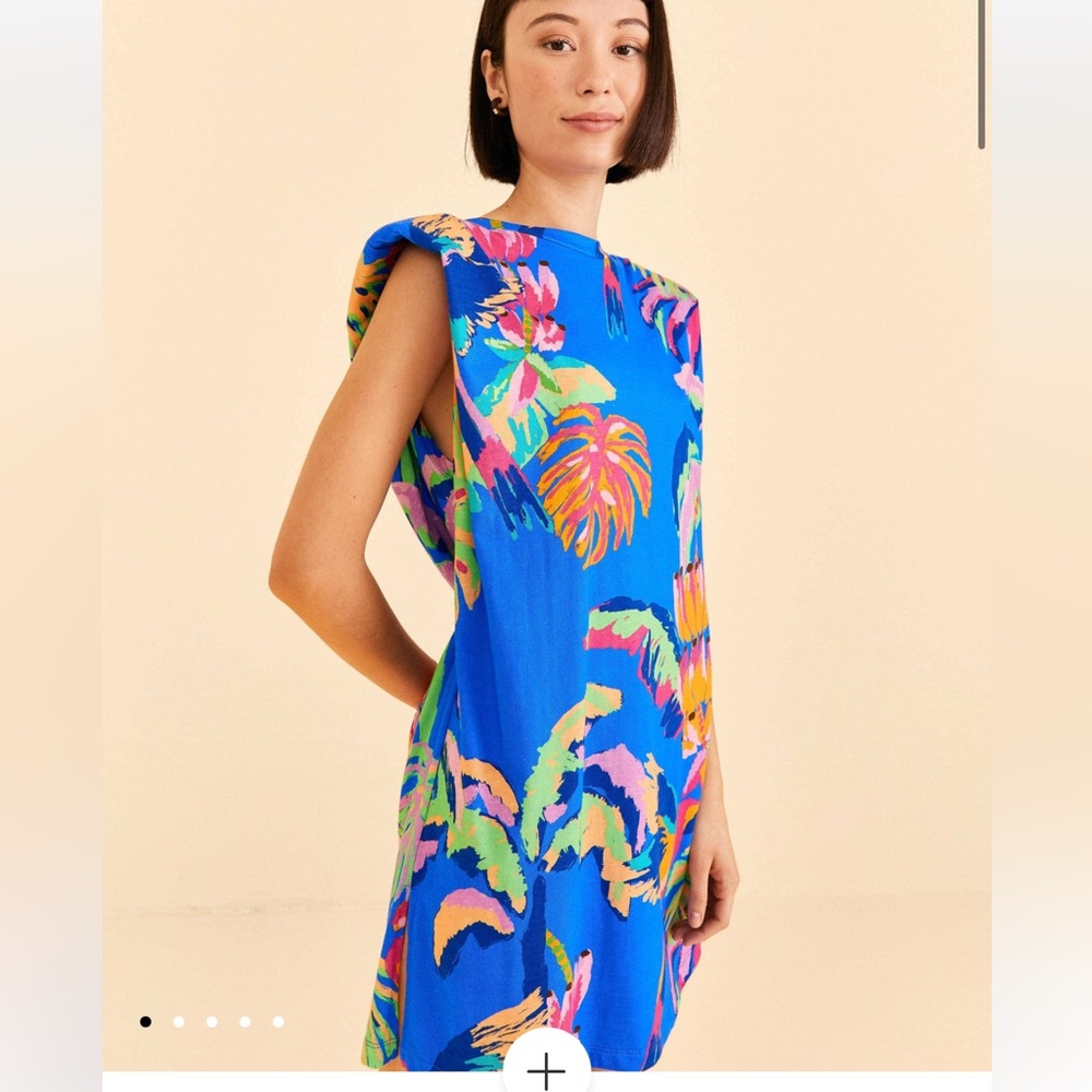 FARM RIO Blue Painted Jungle T-Shirt Dress NWOT SZ MEDIUM